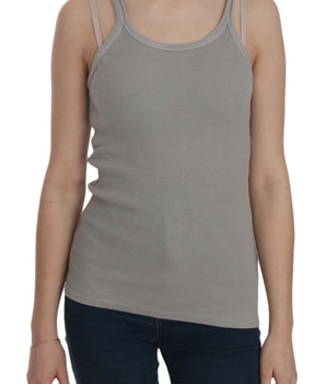 PINK MEMORIES Elegant Sleeveless Grey Cotton Blouse PINK MEMORIES 