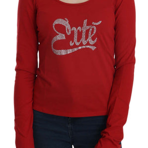 Exte Ravishing Red Crystal Embellished Blouse