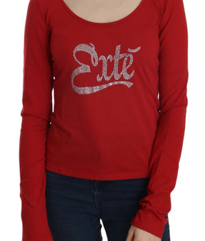Exte Ravishing Red Crystal Embellished Blouse Exte 