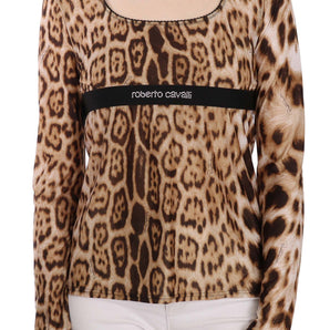 Roberto Cavalli Elegant Leopard Long Sleeve Top