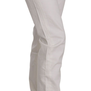 Dondup Chic White Skinny Cotton Blend Pants