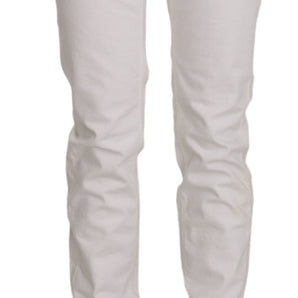 Dondup Chic White Skinny Cotton Blend Pants