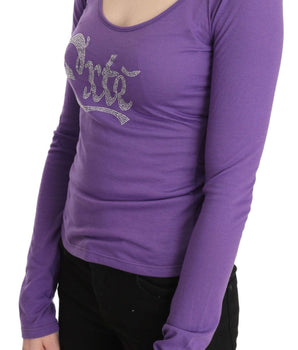 Exte Elegant Purple Crystal Embellished Long Sleeve Top Exte 