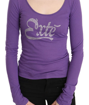 Exte Elegant Purple Crystal Embellished Long Sleeve Top Exte 