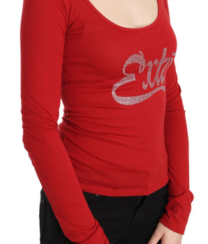 Exte Red Crystal Embellished Long Sleeve Top Exte 