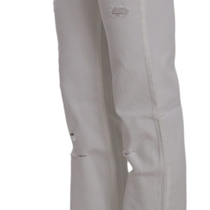 Costume National Chic White Slim Fit Cotton Jeans