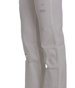 Costume National White Cotton Slim Fit Straight Jeans Pants Costume National 