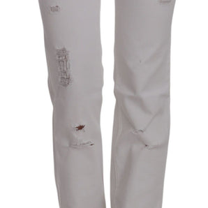 Costume National Chic White Slim Fit Cotton Jeans