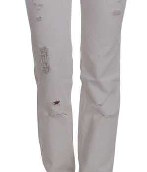 Costume National White Cotton Slim Fit Straight Jeans Pants Costume National 