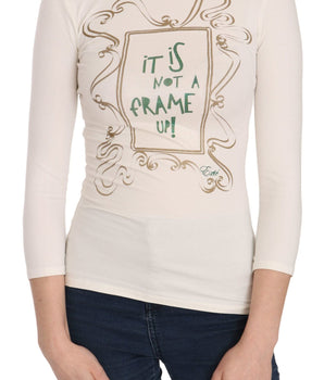 Exte Elegant White Long Sleeve Crew Neck Top Exte 