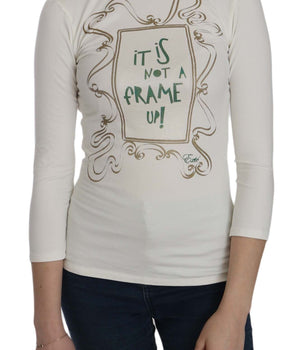 Exte Chic White Printed Turtle Neck Blouse Exte 