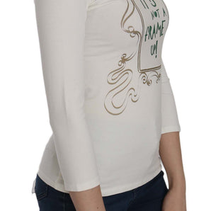 Exte Chic White Printed Turtle Neck Blouse