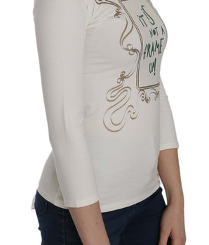 Exte Chic White Printed Turtle Neck Blouse Exte 
