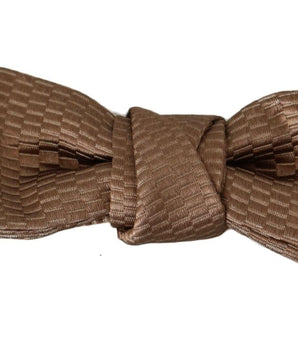 Dolce & Gabbana Elegant Brown Gold Bow Tie Dolce & Gabbana 