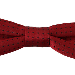 Dolce &amp; Gabbana Elegant Red Dotted Silk Bow Tie