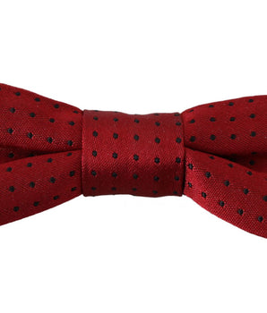 Dolce &amp; Gabbana Red Dotted Silk Adjustable Neck Papillon Bow Tie