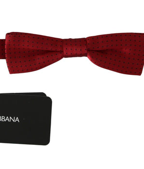 Dolce &amp; Gabbana Red Dotted Silk Adjustable Neck Papillon Bow Tie