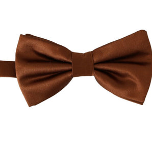 Dolce & Gabbana Elegant Silk Bow Tie in Bronze Elegance