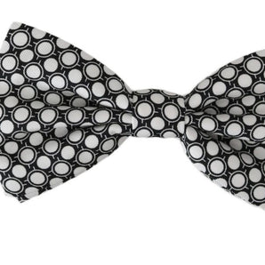 Dolce & Gabbana Elegant Black White Circle Silk Bow Tie Dolce & Gabbana 