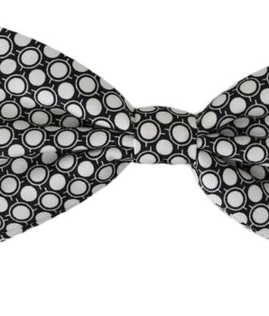 Dolce & Gabbana Elegant Black White Circle Silk Bow Tie Dolce & Gabbana 