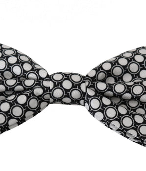Dolce & Gabbana Elegant Black White Circle Silk Bow Tie Dolce & Gabbana 