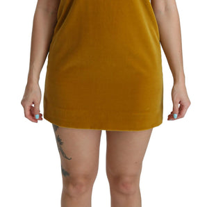 Dolce &amp; Gabbana Mustard Velvet Shift Mini Dress