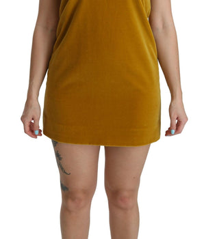 Dolce & Gabbana Mustard Velvet Shift Mini Dress Dolce & Gabbana 