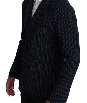 Dolce & Gabbana Elegant Dark Blue Dotted Slim-Fit Blazer Dolce & Gabbana 