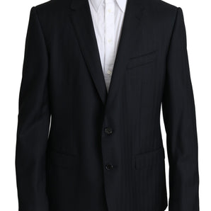 Dolce &amp; Gabbana Elegant Blue Patterned Martini Formal Blazer