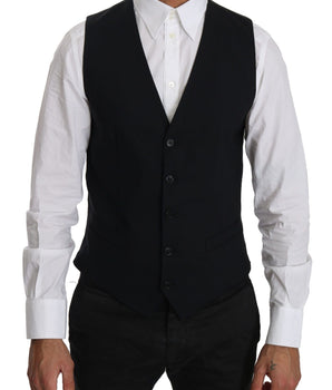 Dolce & Gabbana Elegant Blue Formal Wool-Blend Dress Vest Dolce & Gabbana 