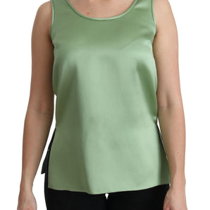 Dolce &amp; Gabbana Elegante top sin mangas de seda en verde menta claro