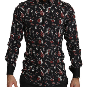 Dolce & Gabbana Black Musical Instrument Slim fit Shirt