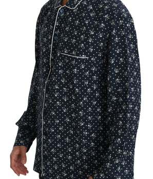 Dolce & Gabbana Silken Elegance: Blue Skull Print Lounge Shirt Dolce & Gabbana 