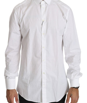 Dolce & Gabbana Elegant White Cotton Gold Fit Shirt Dolce & Gabbana 