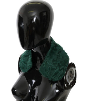 Dolce & Gabbana Green Fur Shoulder Collar Wrap Lambskin Scarf Dolce & Gabbana 