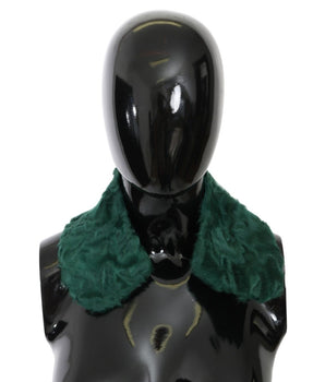 Dolce & Gabbana Green Fur Shoulder Collar Wrap Lambskin Scarf Dolce & Gabbana 