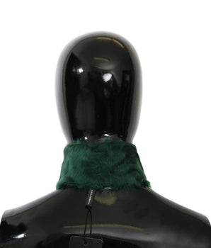 Dolce & Gabbana Green Fur Neck Collar Wrap Lambskin Scarf Dolce & Gabbana 