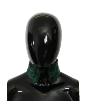 Dolce & Gabbana Green Fur Neck Collar Wrap Lambskin Scarf Dolce & Gabbana 