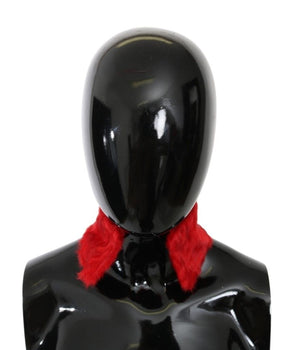 Dolce & Gabbana Red Fur Neck Collar Wrap Lambskin Scarf Dolce & Gabbana 