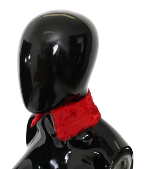 Dolce & Gabbana Red Fur Neck Collar Wrap Lambskin Scarf Dolce & Gabbana 