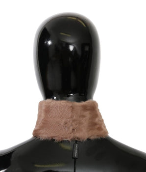 Dolce & Gabbana Beige Fur Neck Collar Lambskin Scarf Dolce & Gabbana 