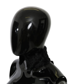 Dolce & Gabbana Black Fur Neck Collar Wrap Lambskin Scarf Dolce & Gabbana 