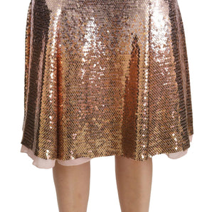 Dolce &amp; Gabbana Gold Sequined High Waist Skirt