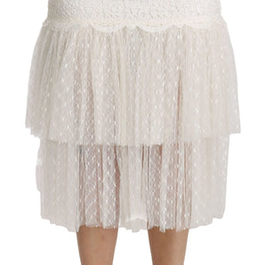 Dolce &amp; Gabbana Elegant White Lace High-Waist Skirt