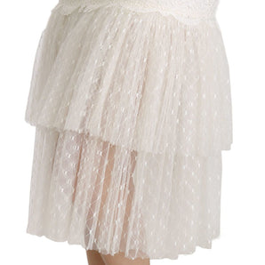 Dolce &amp; Gabbana Elegant White Lace High-Waist Skirt