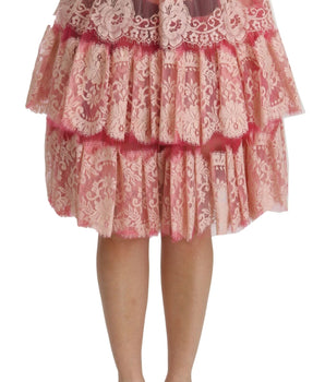 Dolce & Gabbana Elegant Pink Lace High-Waist Skirt Dolce & Gabbana 