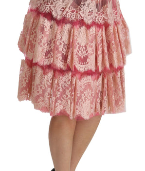 Dolce & Gabbana Elegant Pink Lace High-Waist Skirt Dolce & Gabbana 