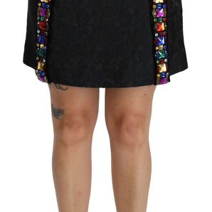 Dolce &amp; Gabbana Elegant High-Waist Embellished Black Skirt