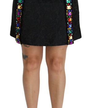 Dolce &amp; Gabbana Elegant High-Waist Embellished Black Skirt