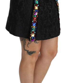 Dolce &amp; Gabbana Elegant High-Waist Embellished Black Skirt